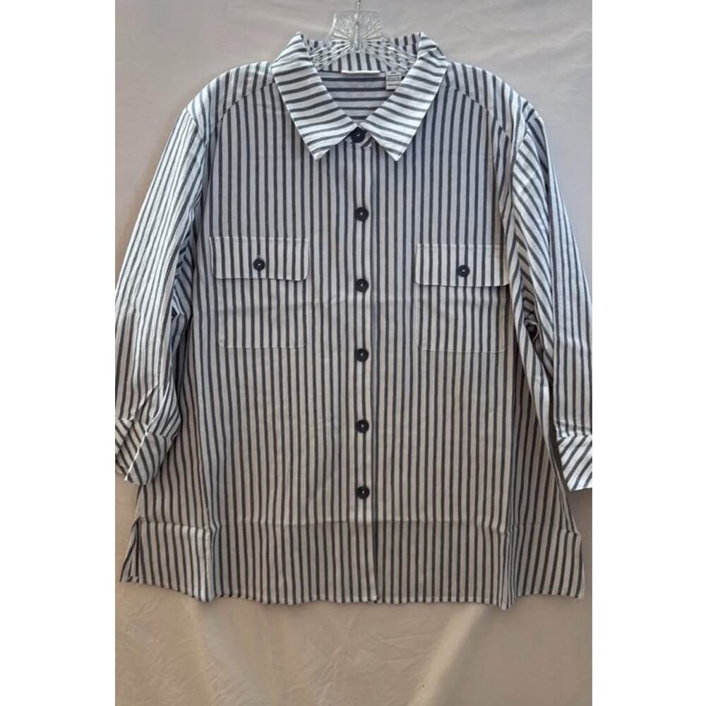 Cali and York Linen feel Catalina Crinkle Button Blouse shirts Women's size 2X
